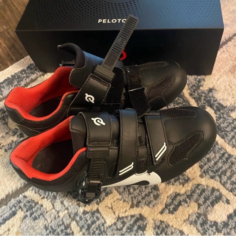 Peloton Black and Red Athletic Shoes